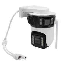 Outdoor Camera Full Color Water Resistant Human Detection 2 Way Talk 3MP 355 Horizontal 90 Vertical Triple Lens Security Camera Compatible With Home