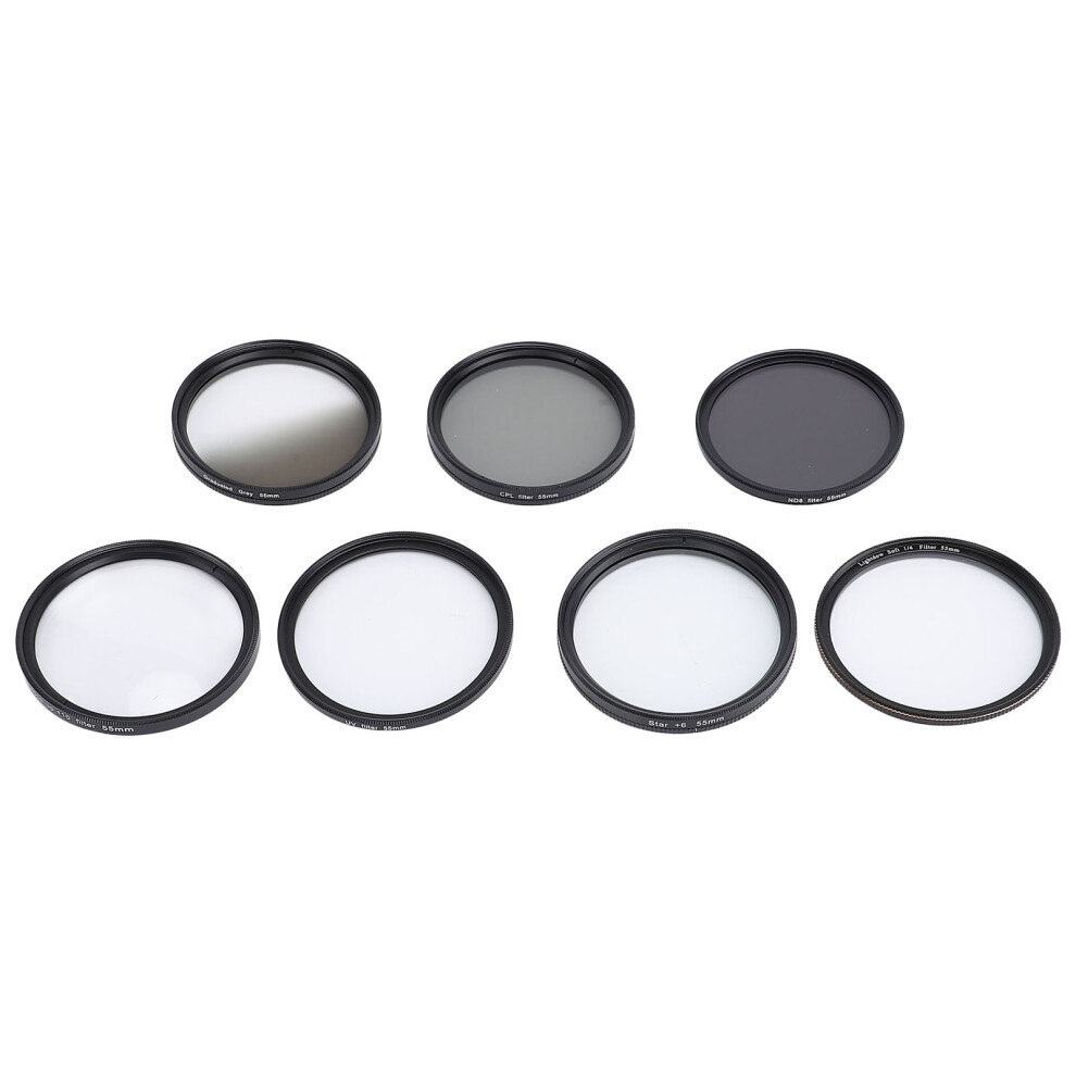 Camera Lens Filter Kit Uv Cpl Nd8 Soft Graduated 10X Macro 6 Points Star Filter Set Compatible With Photography 55Mm/2.17In White/Grey 3778452850838