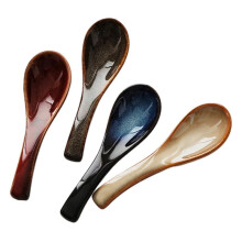 4-Piece Spoon, Japanese Style Lamian Noodles Spoon Set, Ceramic Spoon, Retro Porcelain Spoon
