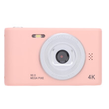 Digital Camera 50MP Dual Lens Self Adaptive Anti Shaking 2.4 Inch Screen Portable Compact Camera Compatible With Kids Students Vlog Pink