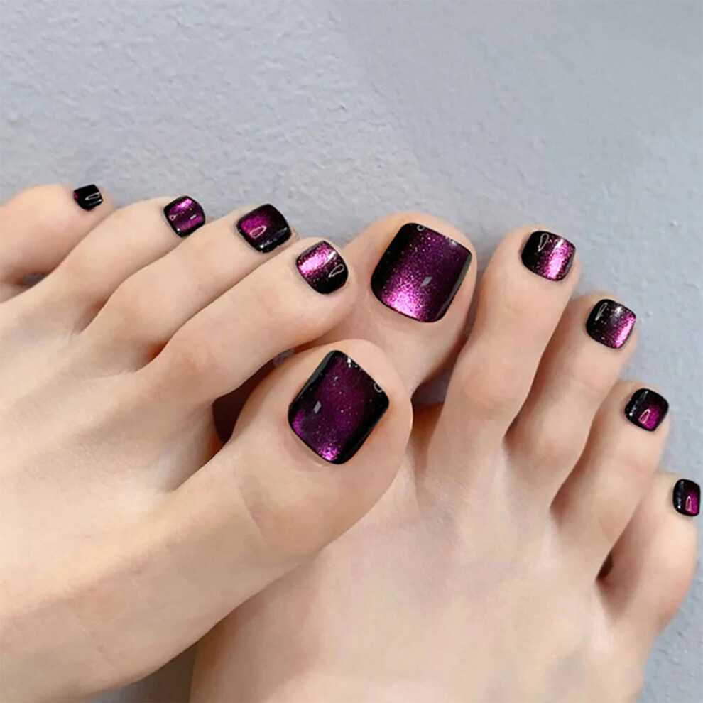 Penghui-Toys Purple Glossy Cat Eyes Fake Nails For Women
