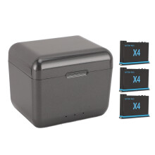 Ladegerät kompatibel mit X4 Action-Kamera-Akku, Schnelllade-Hub mit 3 2500-mAh-Ersatzakkus, USB-Typ-C-Kabel und Speicherkartensteckplatz