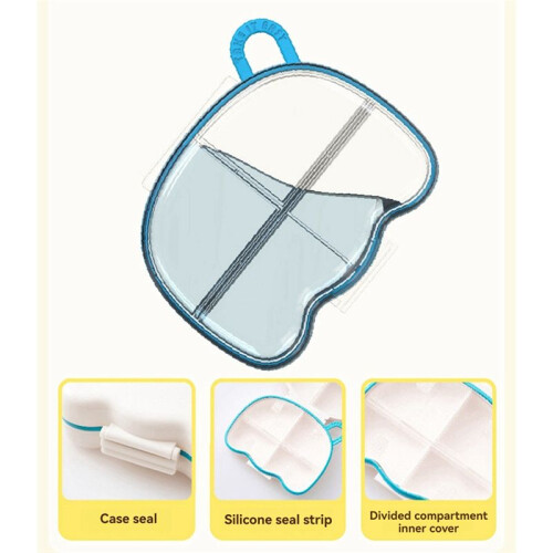 2pcs Round Portable Plastic Medicine Box Cute Cartoon Sealed Moisture-Proof Multi-Compartment Storage 2