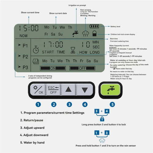 Automatic Watering Controller, Timed Garden Watering Controller, Garden Intelligent Sprinkler Irrigation System,A 2