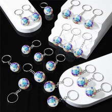 24 Pcs Mirror Disco Keychains Bulk 70s Disco Keychains 1970s Disco Accessories for Disco Partys Supplies