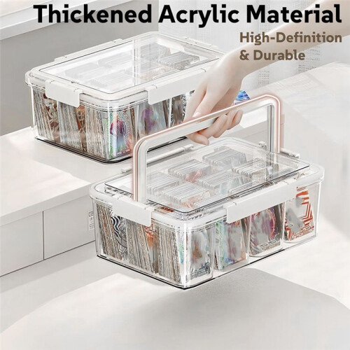 Multipurpose Storage Box,Clear Crafts Storage Organizers,Portable Acrylic Storage Containers with 4 Inner Boxes 1