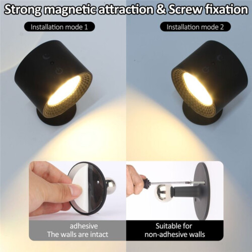 Lampes LED Rechargeables USB avec Télécommande 3 Températures de Couleur Luminosité Variable Rotation à 360 Installation Magnétique A 2