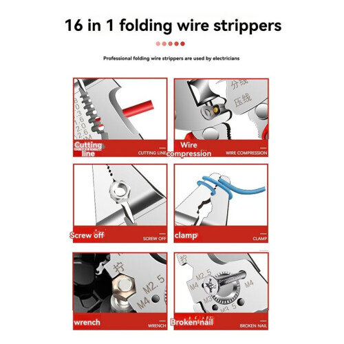 Foldable New Wire Stripper with Test Pencil Professional Cutting and Pulling Wires Multifunctional Wire Stripper 1