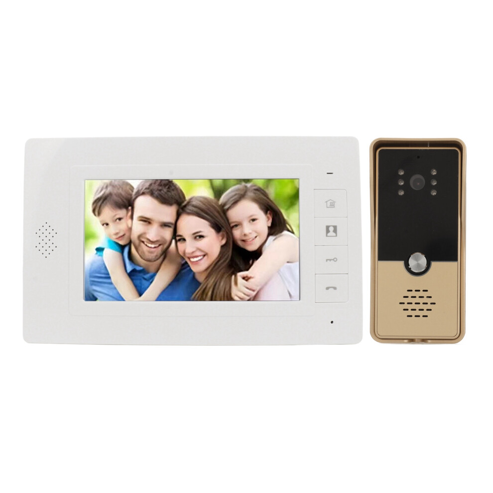 Video Doorbell 7 Inch Monitor Hd Night Vision Camera 2 Way Intercom Wired Visual Doorbell System 100Â240V Uk Plug 3726884599313