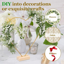 10 Stuks Bloemenring Als Middelpunt, Hartvormige Kransring, Metalen Kransframe met Houten Basis, voor Doe-Het-Zelf Decoratieknutsels