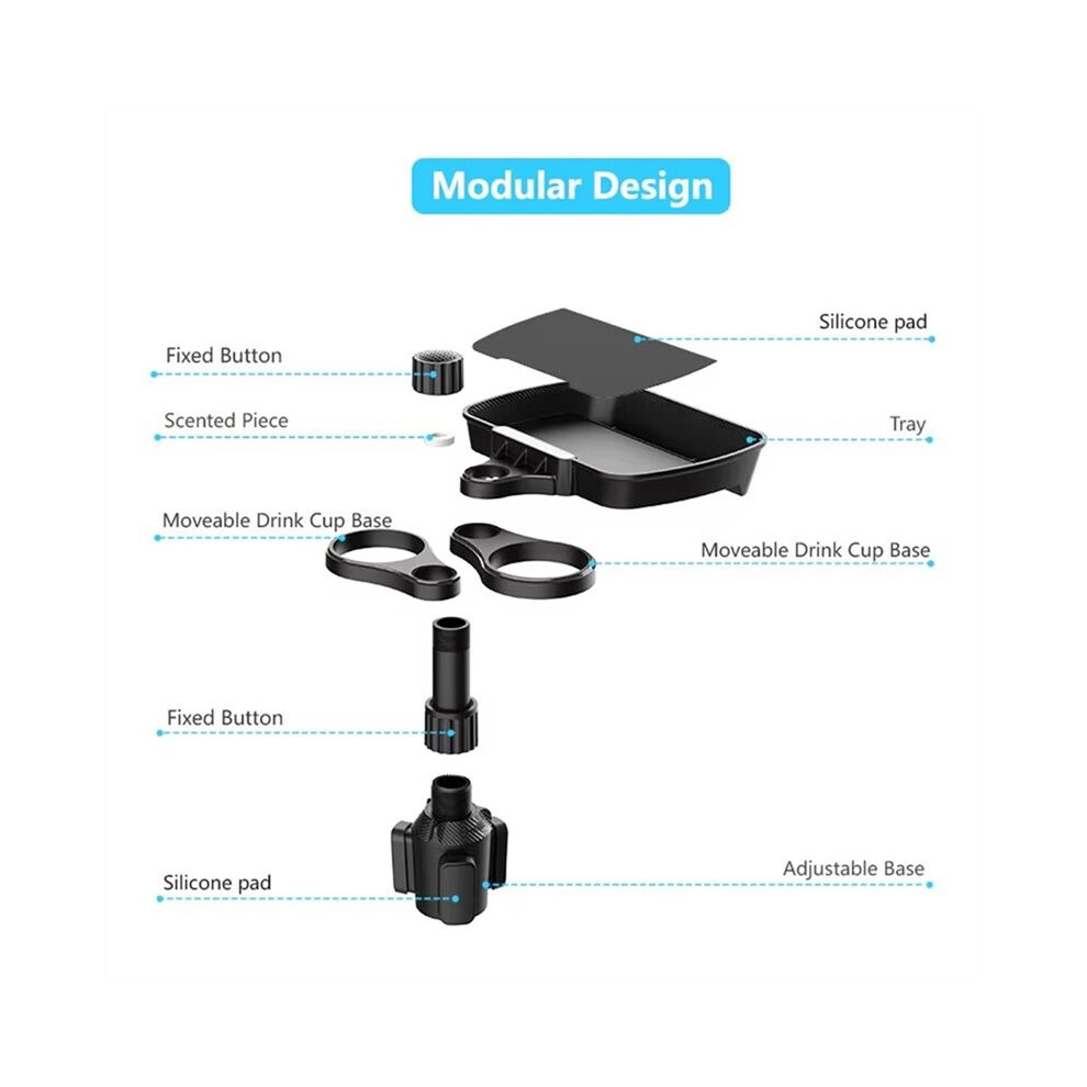 Dual Cup Holder Expander Adjustable For 360Rotating Multifunctional Car Cup Holder Snack Tray Drink Holder 6033389127765