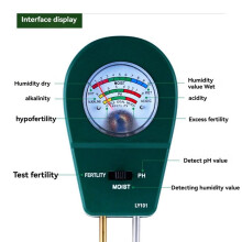 Bodemtester Bodemvochtmeter Bodem-PH-Tester Test de Bodemvruchtbaarheid Geschikt voor Tuin Gazononderhoud Kasplanten Groen