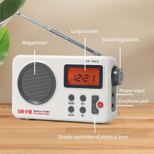 Draagbare AM/FM-Radio, Digitale Doucheradio, -Stereoradio met Oortelefoonaansluiting en LCD-Scherm, Hoofdtelefoonaansluiting en Luidspreker