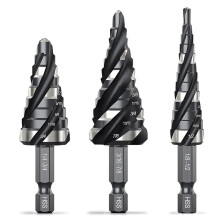 Set van Vier Spiraalvormige Trapboren, 3 Stuks HSS Trapboren (1/8"-7/8") Unibit Trapboor, Trapboren met 1/4" Schacht