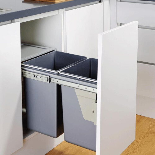 Charles Bentley Charles Bentley Pull Out Kitchen Cupboard Bin 40L Capacity - Recycling Multi Compartment Odour Preventing Lid 1