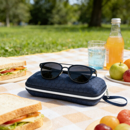(Black) Travel EVA Zippered Glasses Case 2