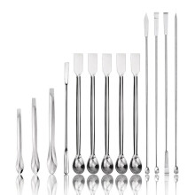 13Pcs Stainless Steel Lab Spatula Micro-Type Scoop Reagent Laboratory Mixing Spatula Long Sampling Spoon