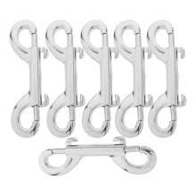 6Pièces Mousquetons Doubles Inox Robustes Pour Usage Matériel Argentés