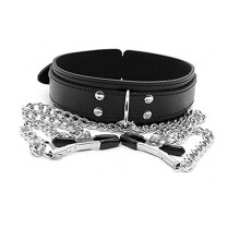 Flexibili Clamp per capezzoli in PU con catena in metallo e collare per uomini e donne
