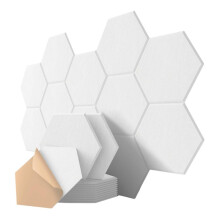 12 Pack Hexagon Acoustic Panels, 12in X 10in X 0.4in Soundproof Wall Panels Self-Adhesive for Recording Studio Office B