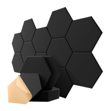 12-Pack Zeshoekige Akoestische Panelen, 12 Inch X 10 Inch X 0,4 Inch Geluidsdichte Wandpanelen, Zelfklevend voor Opnamestudio'S en Kantoren C