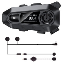 Fone de Ouvido para Motocicleta, Fone de Ouvido para Capacete com 2 X Microfones, Chamadas Viva-Voz/Música/IPX6/Cancelamento de