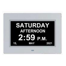 7 Inch Digital Calendar Alarm Clock Photo Frame Media Player,Large Dementia Alzheimers Clock
