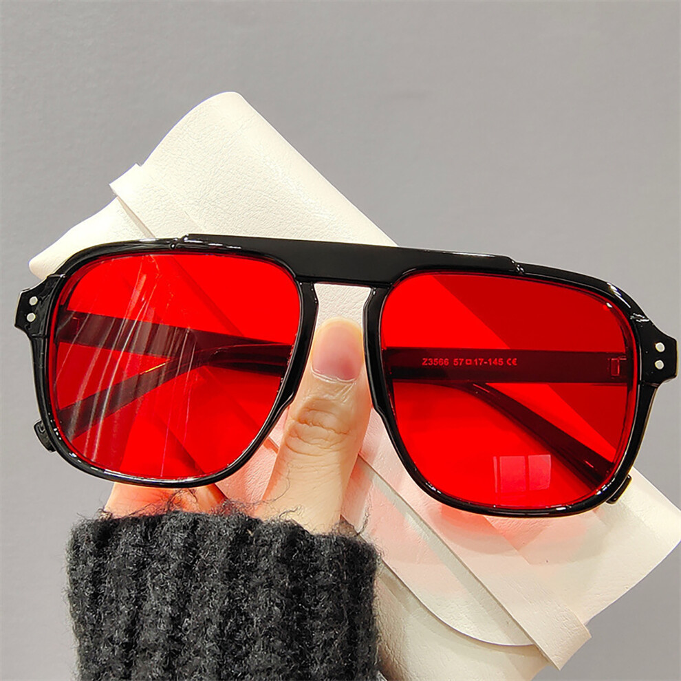 Dachuang Beauty Black/Red ( Frame Flakes) Trendy Uv400 Sunglasses For Travel & Beach