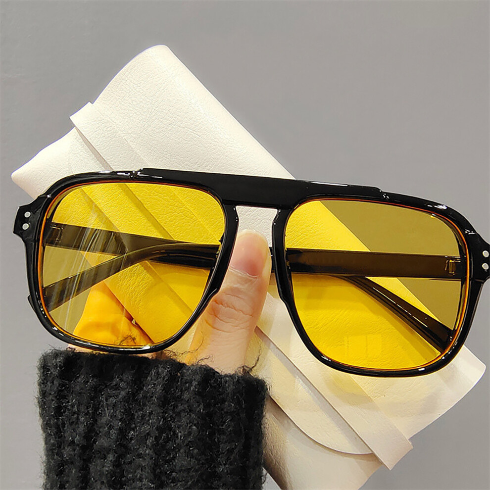 Dachuang Beauty Black/Yellow ( Frame Film) Trendy Uv400 Sunglasses For Travel & Beach