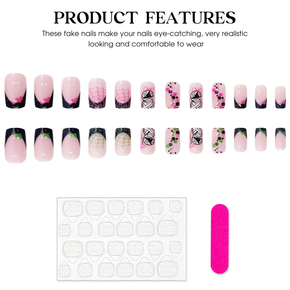 Reach-Tools Pink Spider Web Press-On Nails Kit For Women