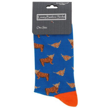 Blue Highland Cow Coo Luxury Bamboo Men's Socks