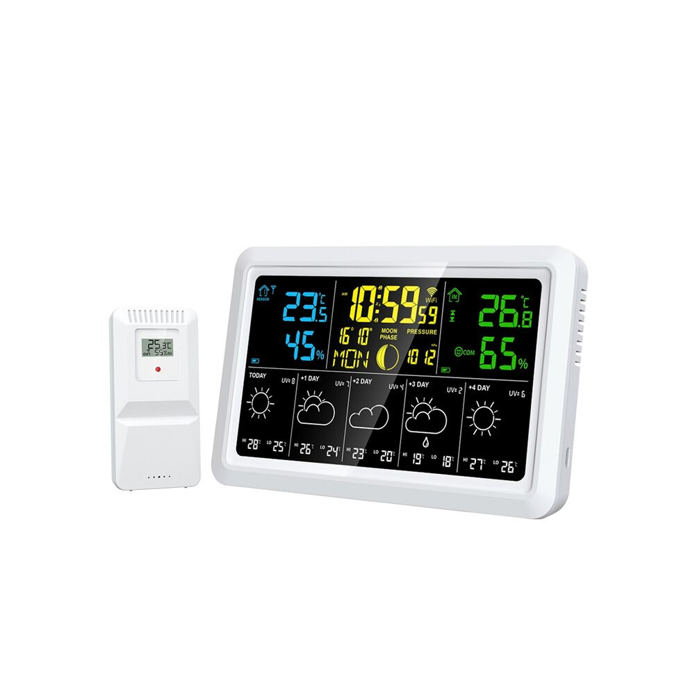 Wifi Multifunction Tuya Weather Station Air Quality Temperature Humidity Meter Moon Phase Air Pressure Weather Clock(Eu) 4714039206772