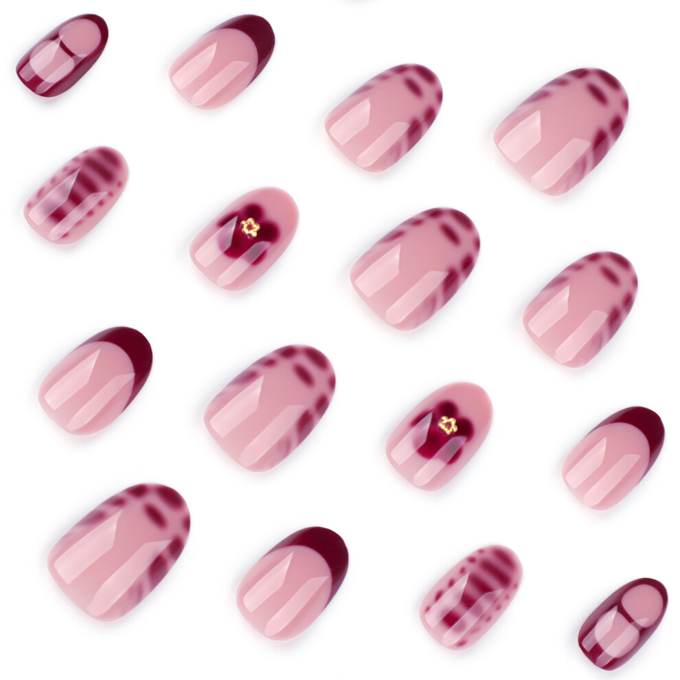 Penghui-Toys French Fake Nails - Smudge Design, Unbreakable, Salon Supply