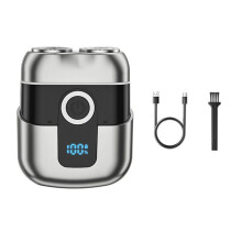 Barbeador Elétrico Masculino com Cabeça Magnética,  Barbeador Portátil de Cabeça Dupla, Barbeador com Visor Digital de Cabeça Dupla