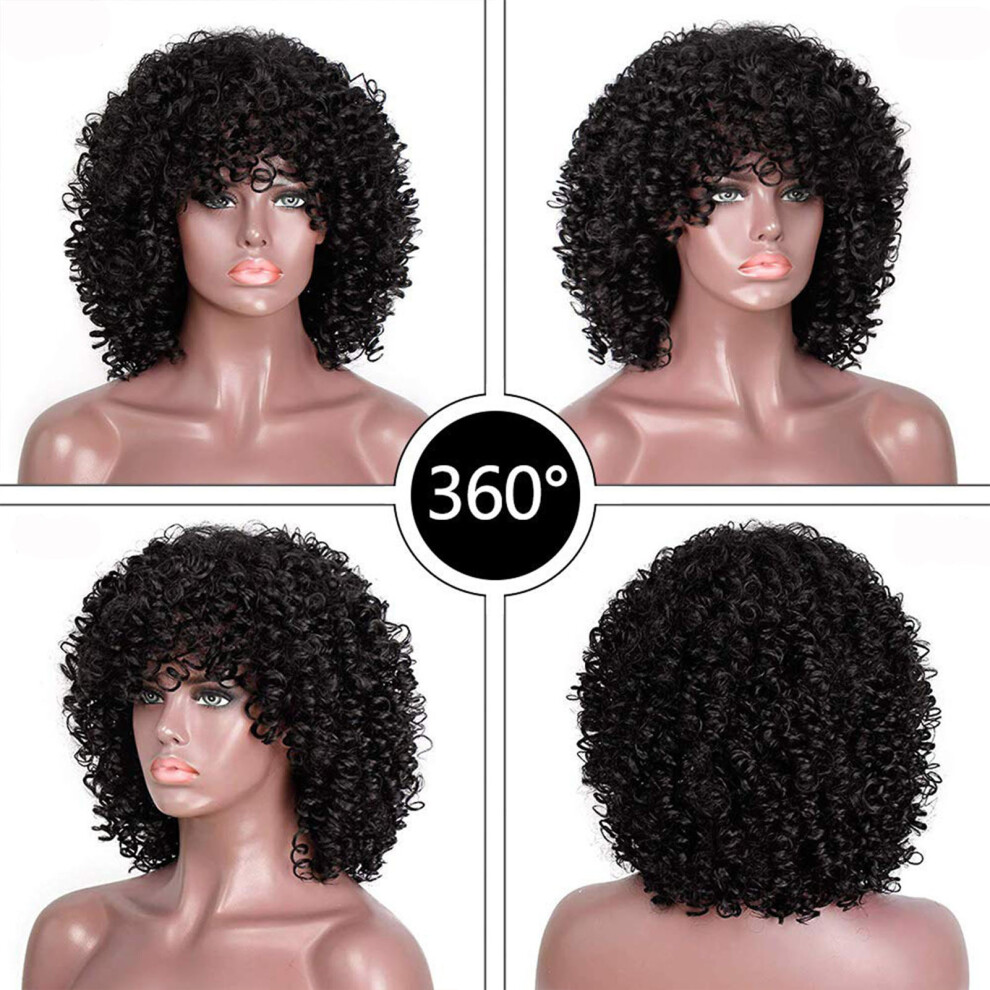 Penghui-Toys Unisex Black (Black) Curly Shoulder-Length Wig For Women - Daily Use