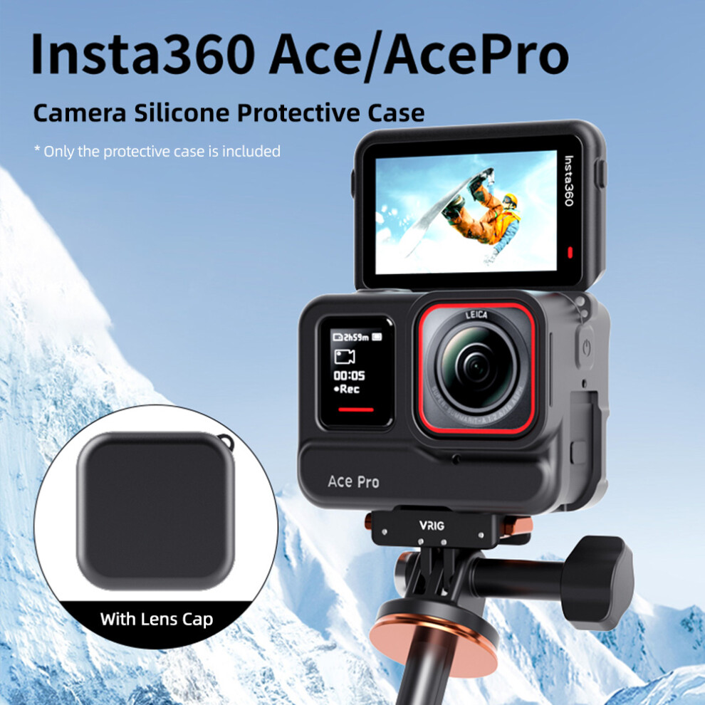 Vrig Sports Camera Silicone Case Protective Cover Cage With Lens Cap Compatible With Insta360 Ace Pro Camera Accessory 3569697854480