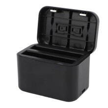 Action-kameran kaksoisakkulaturi, yhteensopiva X4-action-kameran akun kanssa, pikalatauskeskitin, jossa mikromuistikorttipaikka, USB-C-kaapeli, musta