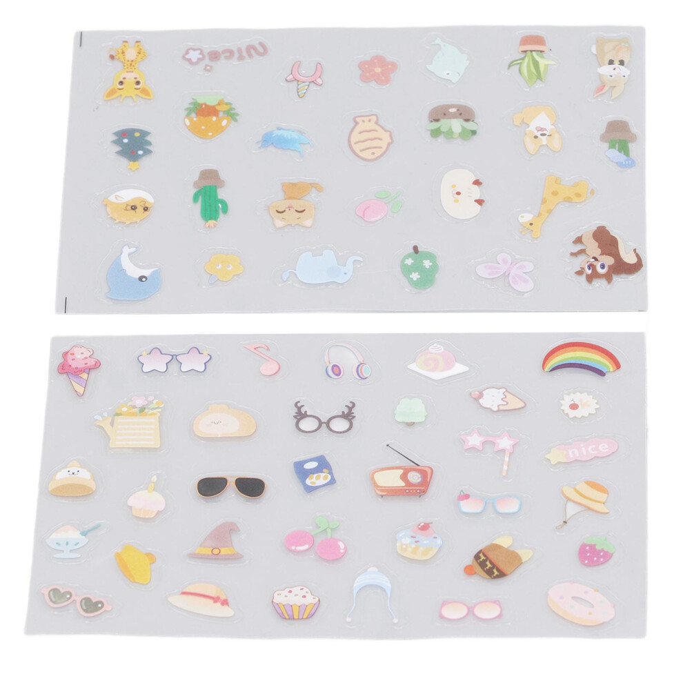 2Pieces Decorative Stickers Cute Cartoon Self Adhesive Sticker Colorful Pvc Sticker Compatible With Diy Album Planner Scrapbook Cartoon Animals 3744029683963