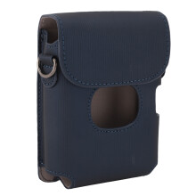 Capa protetora para impressora fotográfica Instax Mini Link 2 em couro PU, compatível com smartphone, com alça de ombro ajustável, azul.