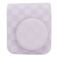 Compatível com Mini 12 - Estojo Protetor para Câmera, Estampa Xadrez Vintage, Bolsa Portátil para Viagem com Alça de Ombro, Roxo