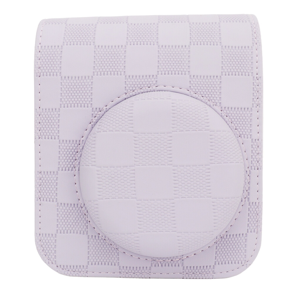 Compatible With Mini 12 Camera Protective Case Vintage Checkerboard Plaid Portable Travel Storage Cover Bag With Shoulder Strap Purple 3213154105836