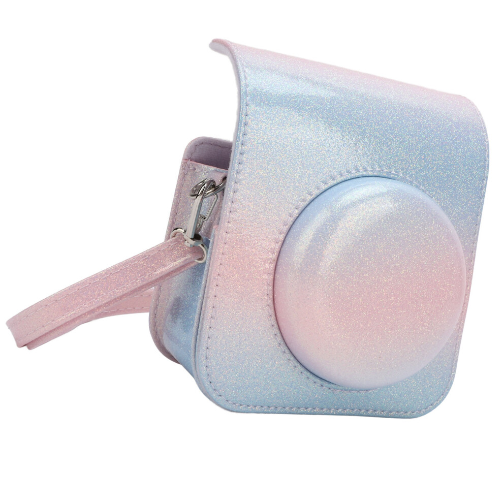 Instant Camera Case Rainproof Scratch Proof Pu Leather Camera Protective Bag With Shoulder Strap Compatible With Mini 12 Blue/Pink 3493789967768