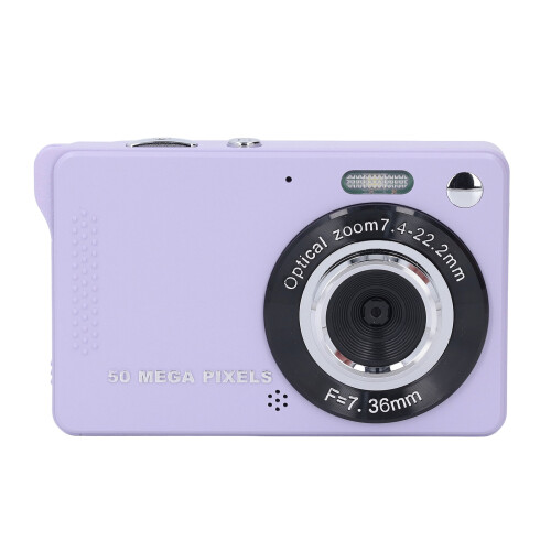 Câmera digital de bolso de 50MP, 1080P, tela de 2,8 polegadas, autofoco, estabilização eletrônica de imagem, roxa.