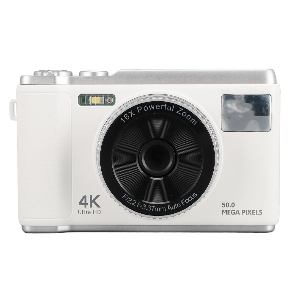 4K Digital Camera 50Mp 2.8Inch Screen Autofocus Vlogging Camera With 16X Digital Zoom Flash Anti Shake Compatible With Teens Adult Beginner White 3587081925219