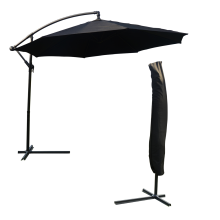 KCT 3M Large Black Garden Parasol with Adjustable Crank + Cover