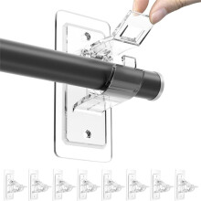 8Pcs No Drill Curtain Rod Brackets, Curtain Hangers, Nail Free Adjustable Curtain Rod Holder for Bedroom Bathroom A