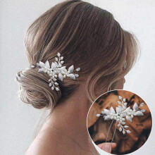 (Silver) Crystal Hair Forks - Silver Floral Jewelry Gift