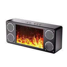 Panoramic 360 Stereo Surround Speaker with Flame Fireplace Effect Home HIFI Subwoofer Support TF USB AUX