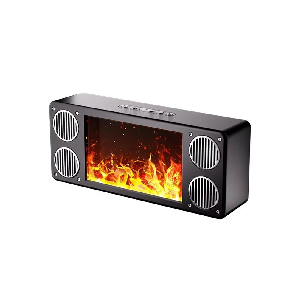 Panoramic 360 Stereo Surround Speaker With Flame Fireplace Effect Home Hifi Subwoofer Support Tf Usb Aux 4713868980938
