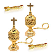 2 Sets Incense Burner with Tong, Gold Frankincense Charcoal Incense Stand Holder, Ideal for Yoga, Spa, Aromatherapy,Home